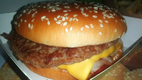 Close-up of burger in plate
