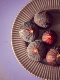 High angle view of figs on table