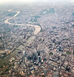 Aerial view of city and river