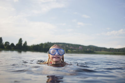 Young girl swiming