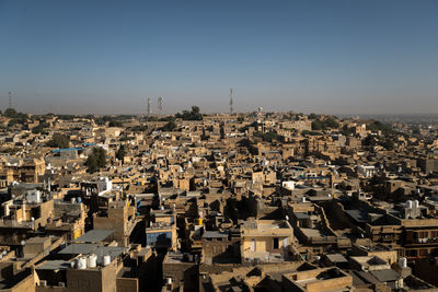 High angle view of townscape against sky