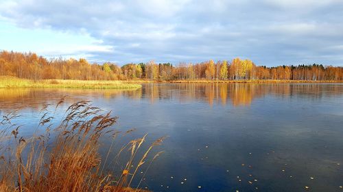 Scenic view of lake against sky