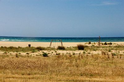 Scenic view of sea against clear sky