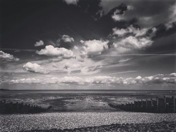 Scenic view of beach against sky