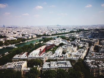 High angle view of townscape against sky