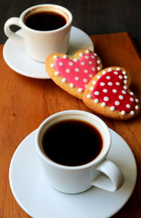 High angle view of coffee on table