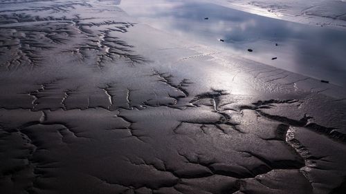 High angle view of ice on land