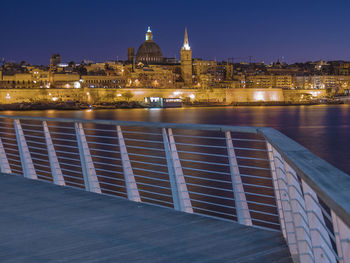 View of illuminated city at waterfront,panoramic view of city against sky ,malta valletta europe 