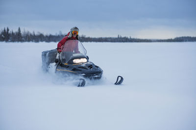 Person on snowmobile