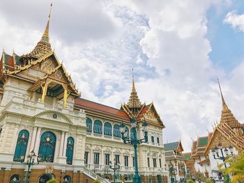 Low angle view of temple building against sky