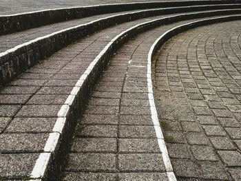 High angle view of cobblestone street