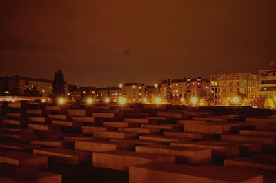 Illuminated cityscape at night