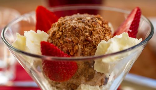 Close-up of breakfast served in bowl