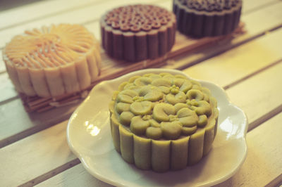 Close-up of cupcakes on table