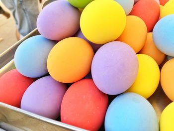 Close-up of multi colored easter eggs