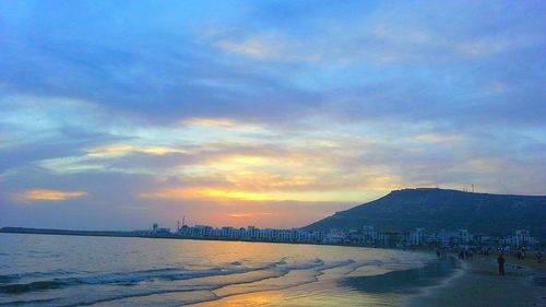 Scenic view of sea against dramatic sky