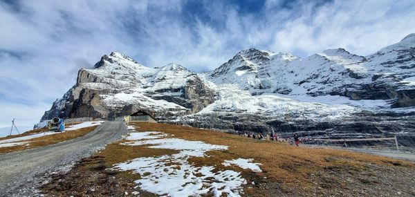 Snow covered mountain against sky