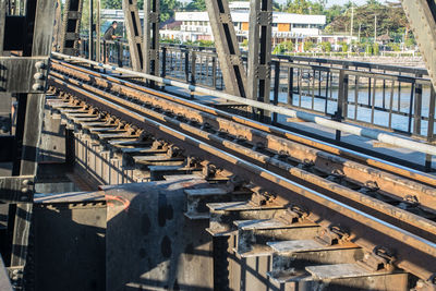 High angle view of railroad tracks