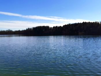 Scenic view of lake against blue sky