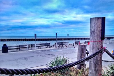 Scenic view of sea against cloudy sky