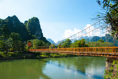 Bridge over river against sky