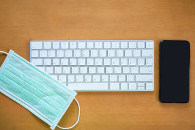 High angle view of laptop on table