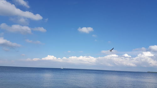 Scenic view of sea against cloudy sky