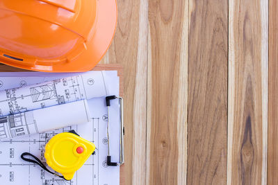 High angle view of paper on table