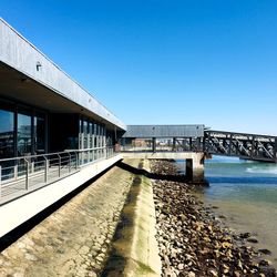 Bridge against clear blue sky