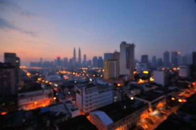 Aerial view of city at night