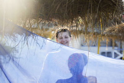 Portrait of people in snow