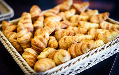 Close-up of croissant in basket