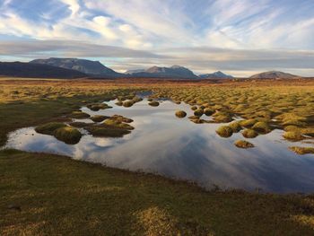 Scenic view of lake against sky