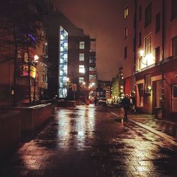 View of city street at night