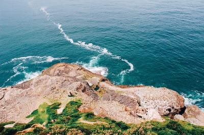 Scenic view of sea against blue sky