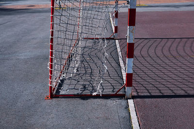 High angle view of soccer field