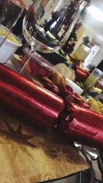 High angle view of candies on table