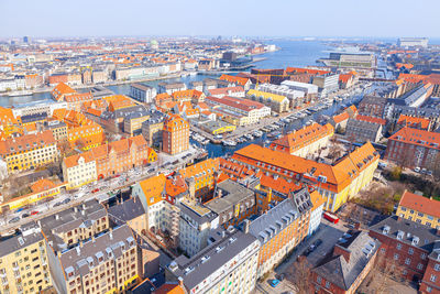 Copenhagen city view from above . panorama of copenhagen denmark capital city