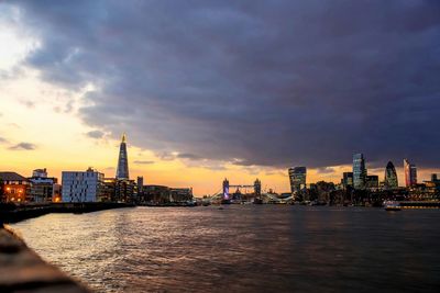 View of city at sunset