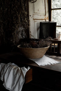 Sunlight falling on table by window