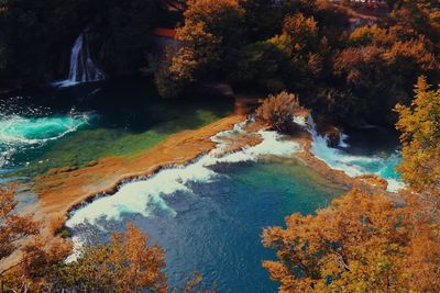 High angle view of river during autumn