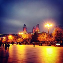 Illuminated city at night