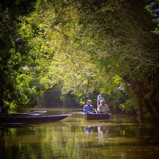 tree, lifestyles, water, leisure activity, sitting, rear view, lake, men, togetherness, full length, bonding, childhood, person, nature, casual clothing, boys, relaxation