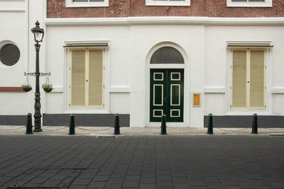 Closed door of building