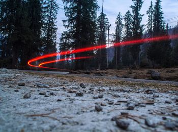Red road at night