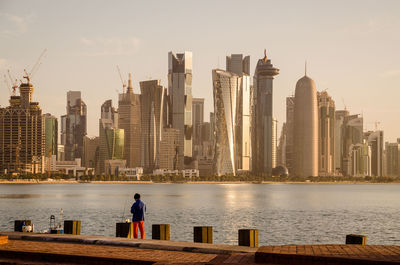 Doha skyline in the evening, qatar 