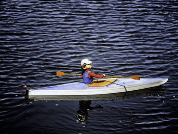 Man fishing in sea