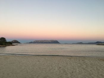 Scenic view of beach against clear sky