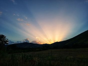 Scenic view of field against sky during sunset