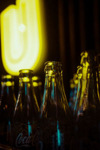 Close-up of glass bottle on table